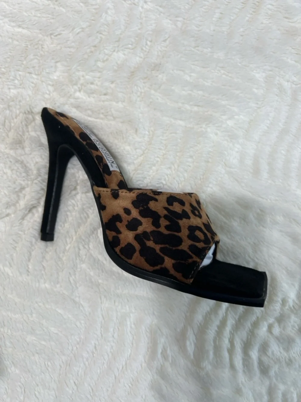Cape Robbin Tristen Leopard Print Mule Heels Size 6 Square Toe Stiletto